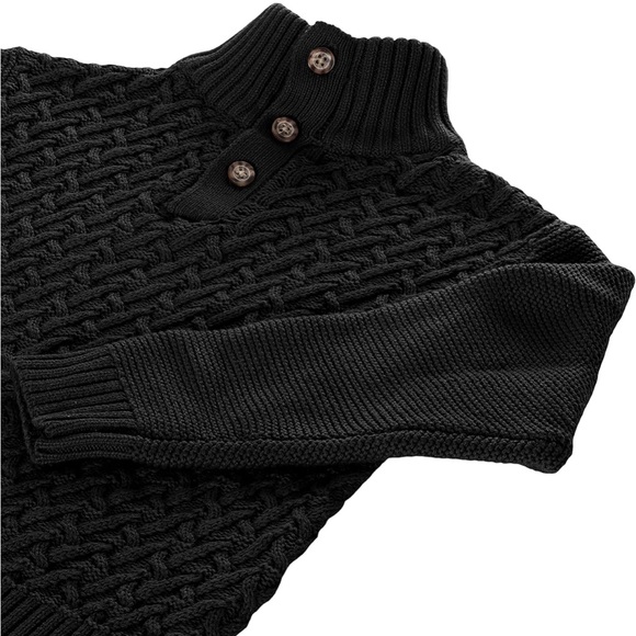 Boys Black Mock Neck Pullover Cable Knit Sweater Size 7 - Picture 4 of 6
